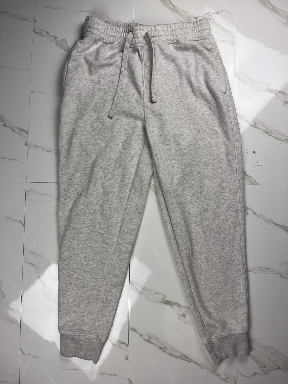 Gray Sweatpants Joggers Elastic Waist Size L Casual Comfort